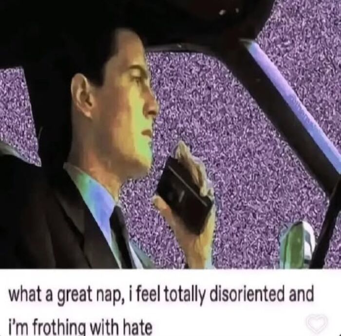 Man speaking into a recorder while driving, with mental health meme text overlayed on the image.