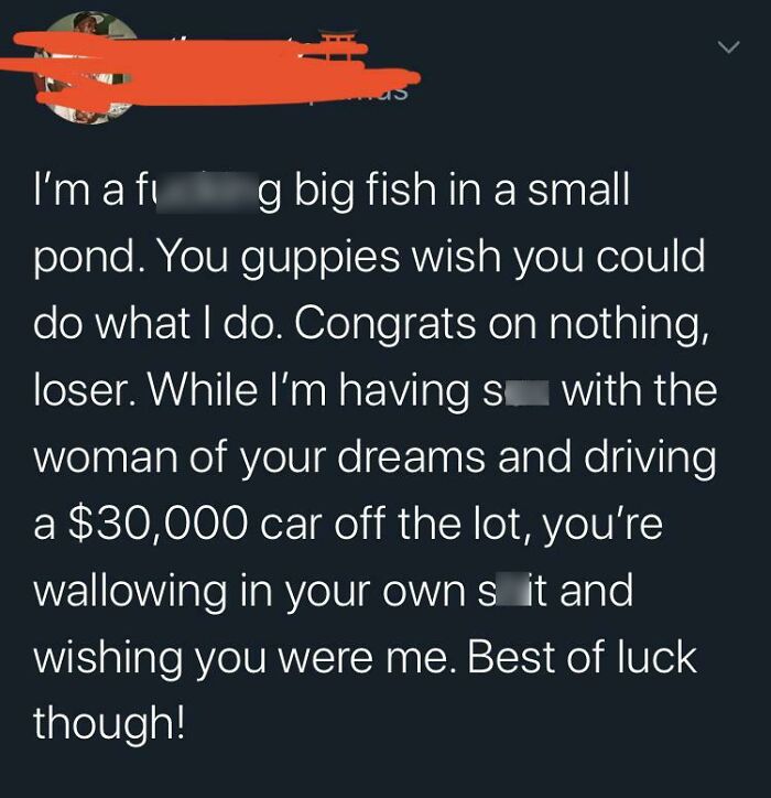 Rich person boasts about lifestyle in offensive online post, highlighting wealth disparity.