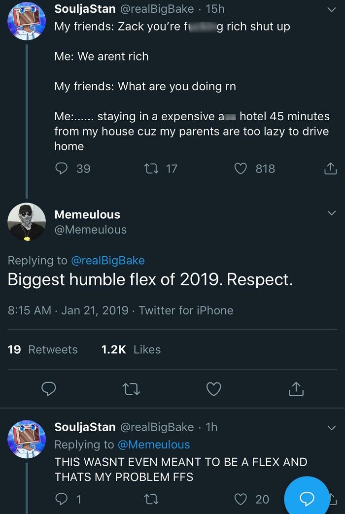 Rich person shamed online for staying at a hotel instead of driving home, sparking reactions on Twitter.