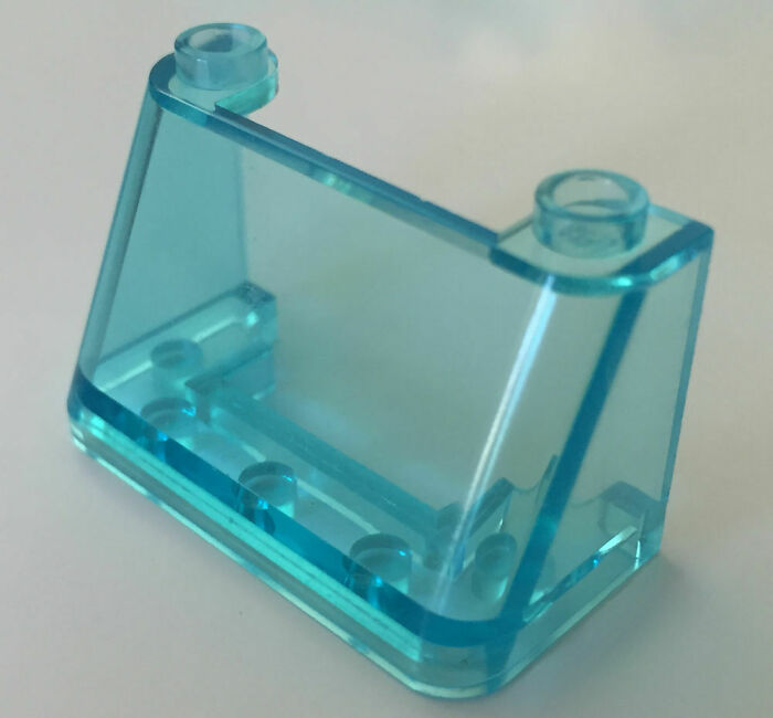 Translucent blue Lego piece from the 1980s.