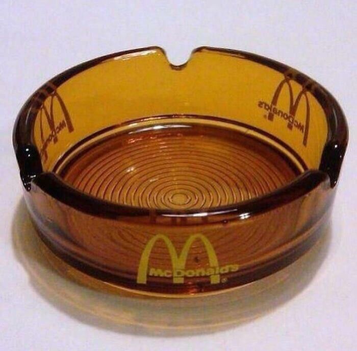 Retro 1980s McDonald's ashtray with iconic golden arches logo, showcasing nostalgic vibes of the era.