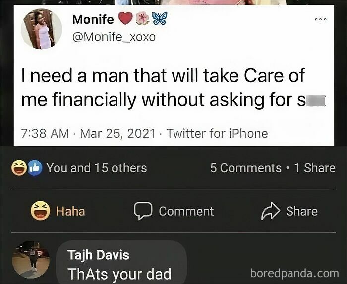 Twitter post humorously captioned with a witty response, highlighting epic comment creativity and engagement.