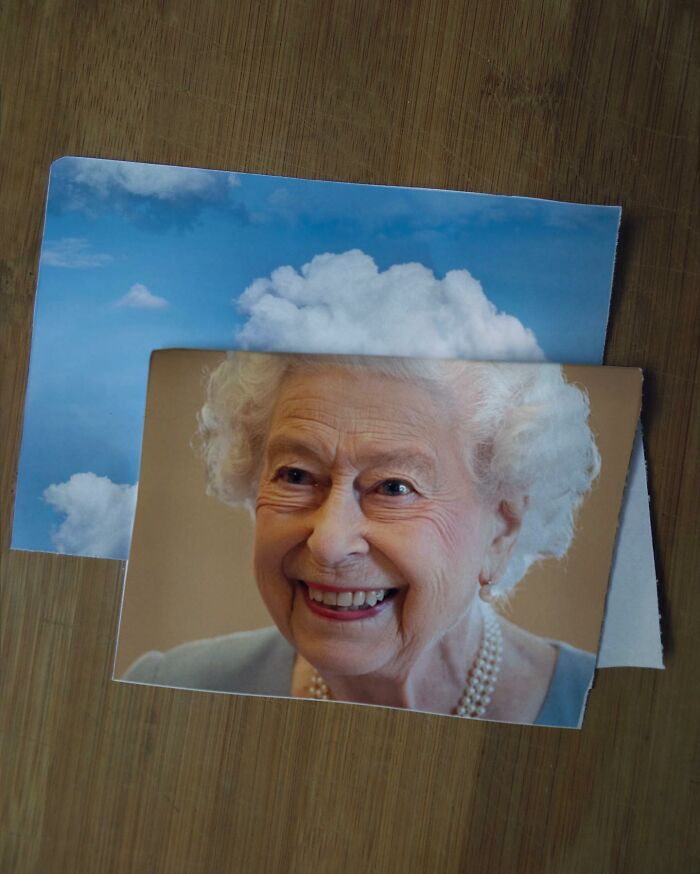 Photo blending by Dudi Ben Simon, creating an illusion of a woman's hair merging with a cloud in the sky.
