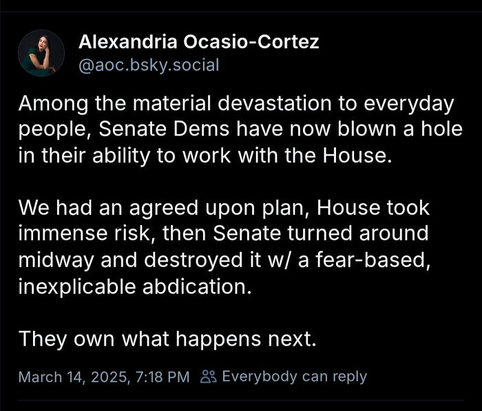 Screenshot of a courageous tweet discussing Senate Democrats' failure to cooperate with the House amid material devastation.