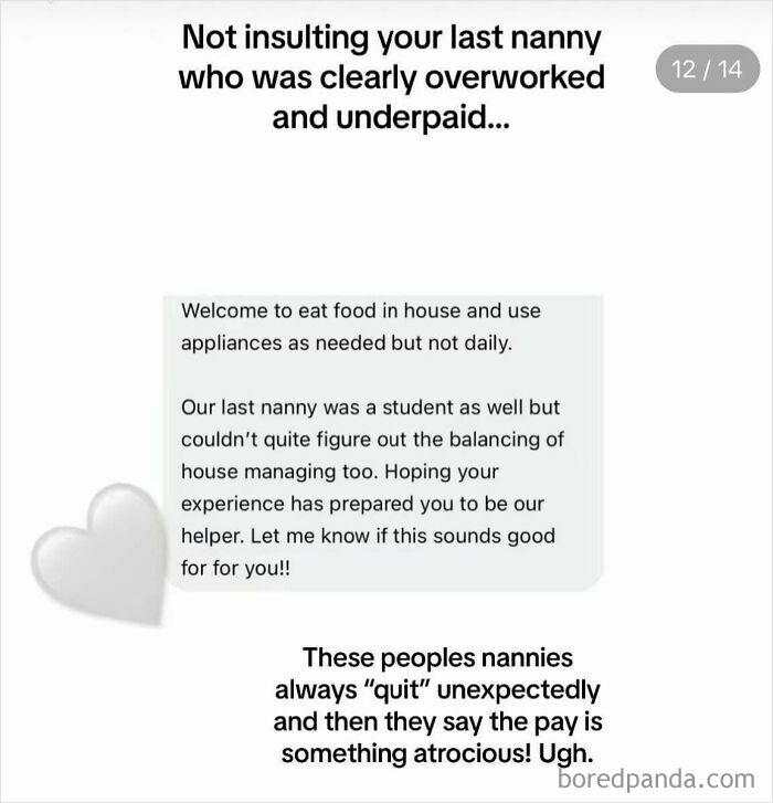 Beggars being choosers: A note about hiring a nanny, highlighting unreasonable expectations and underpayment issues.