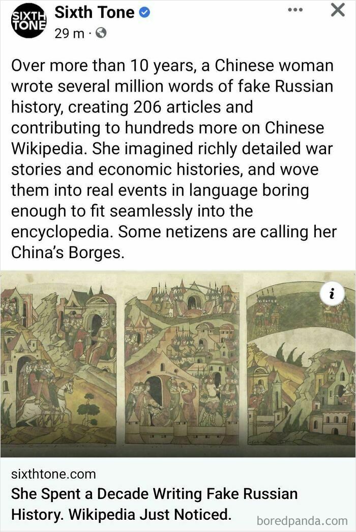Chinese woman creates fake Russian history on Wikipedia for over 10 years, acting like she belongs.