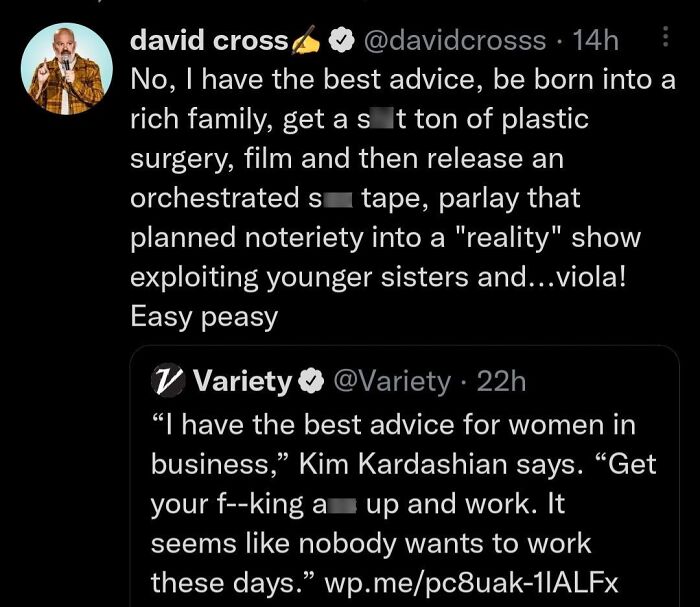 Tweet critiquing wealth and privilege, highlighting perception of rich people deserving shame online.