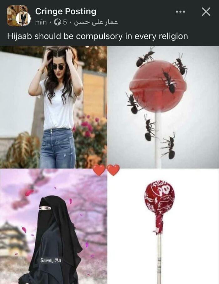 Two women with differing dress styles compared to lollipops with and without ants, addressing gender stereotypes.