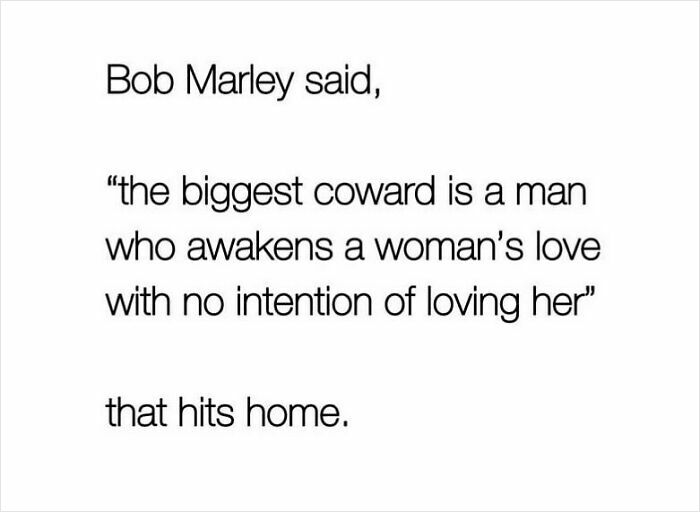 Text quote on love and intention by Bob Marley, expressing a heartfelt message.