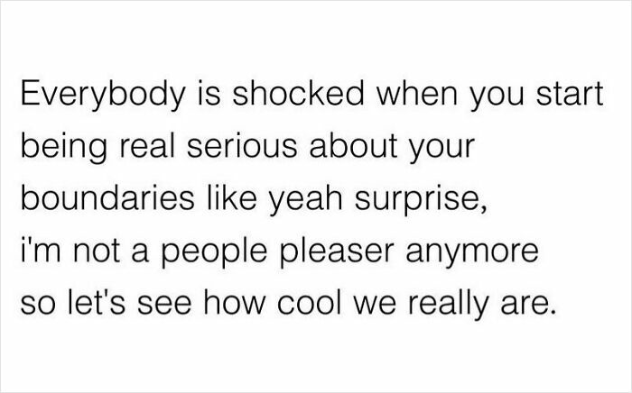 Text about setting boundaries and not pleasing people, a wholesome note for self.