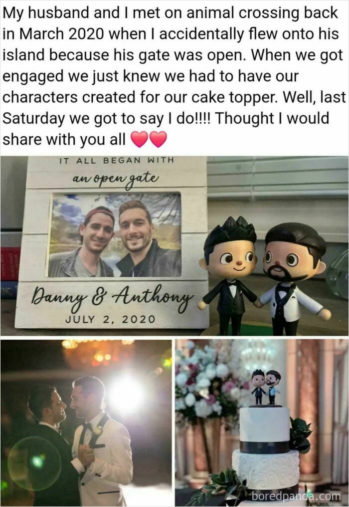 Wedding collage with custom cake toppers, showcasing wholesome connections and a special moment between two people.