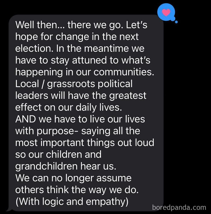 Text message meme about adulthood struggles, emphasizing community awareness and purposeful living with empathy.