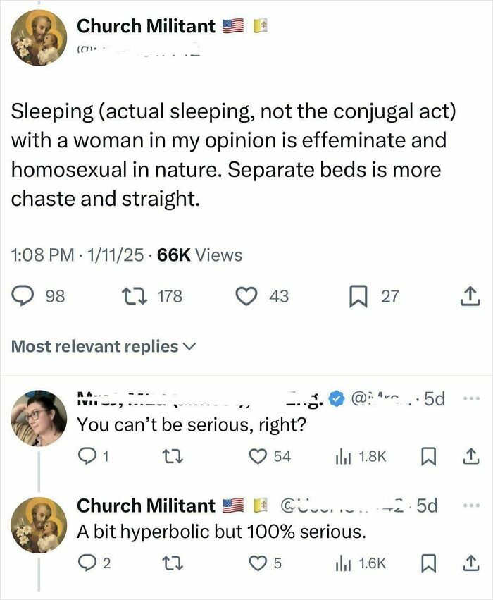 Tweet questioning traditional views on gender roles and sleeping arrangements sparks heated discussion online.