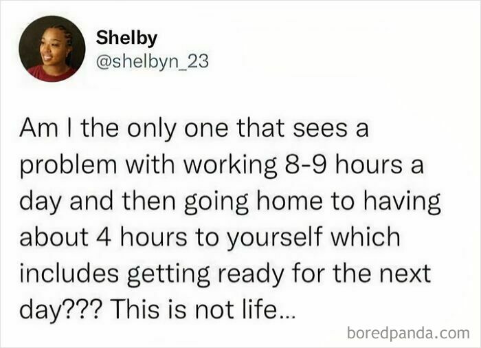 Tweet about the struggles of adulthood, highlighting limited personal time after work.