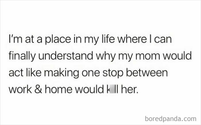 Text meme humorously reflects on adulthood struggles, understanding parental exhaustion.