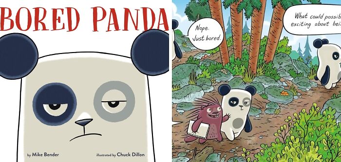 Cartoon book "Bored Panda" with a panda character, a fun Easter basket stuffer idea.
