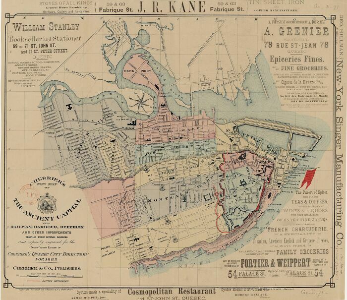 Historical map of Quebec City, showcasing intricate details once key to exploration and navigation.