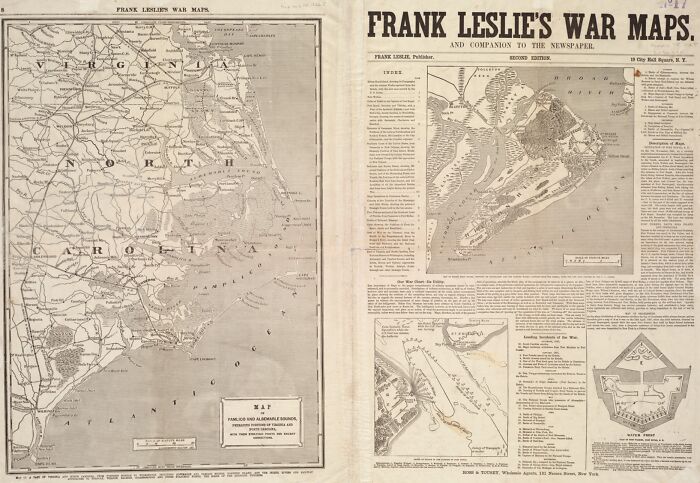 Old map depicting North Carolina and Virginia coastlines, important for historical exploration and navigation.