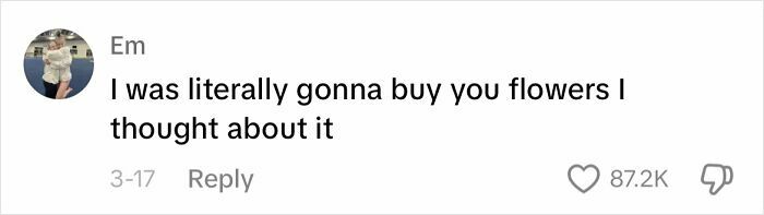 Text response on social media about men's apologizing ways: "I was literally gonna buy you flowers I thought about it."