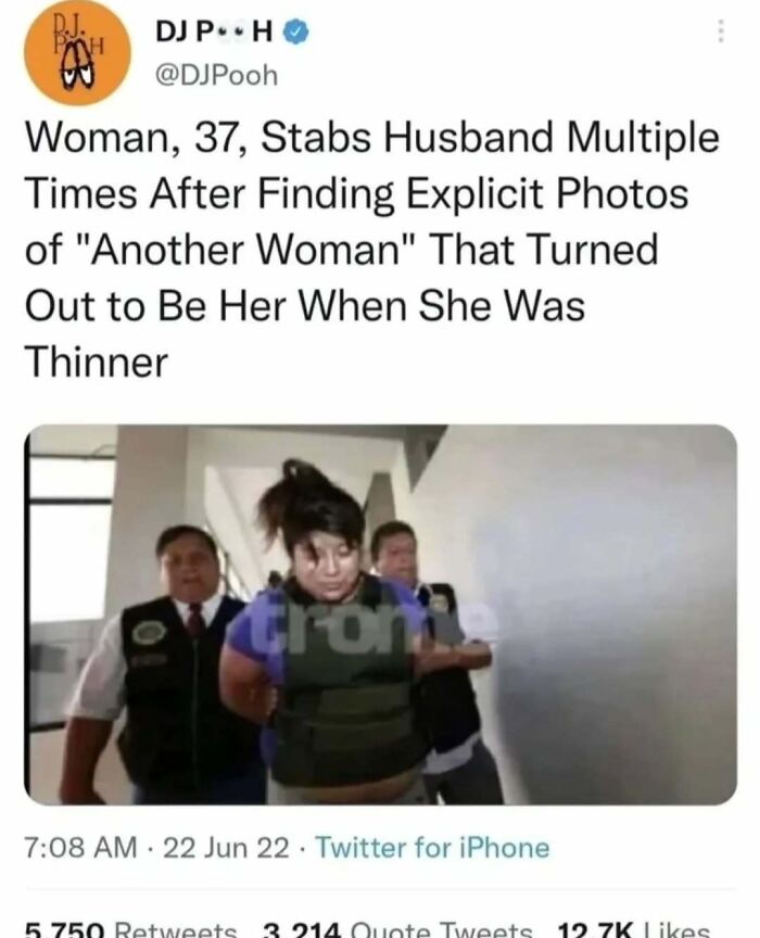 Woman arrested, trending on Twitter, in humorous meme about misunderstanding old photos.