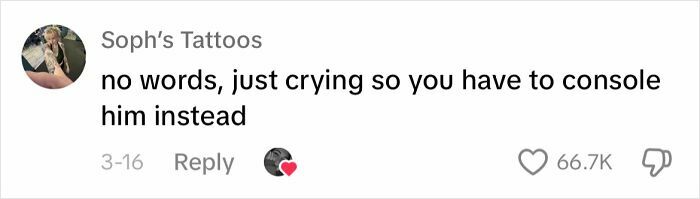 A comment on how some men apologize, showing a user stating "crying so you have to console him instead," with likes and replies.