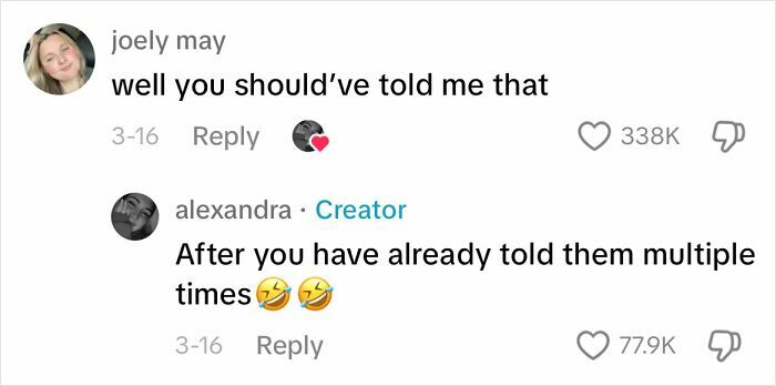 Screenshot of chat showing infuriating apologies, with humorous emojis and high engagement.