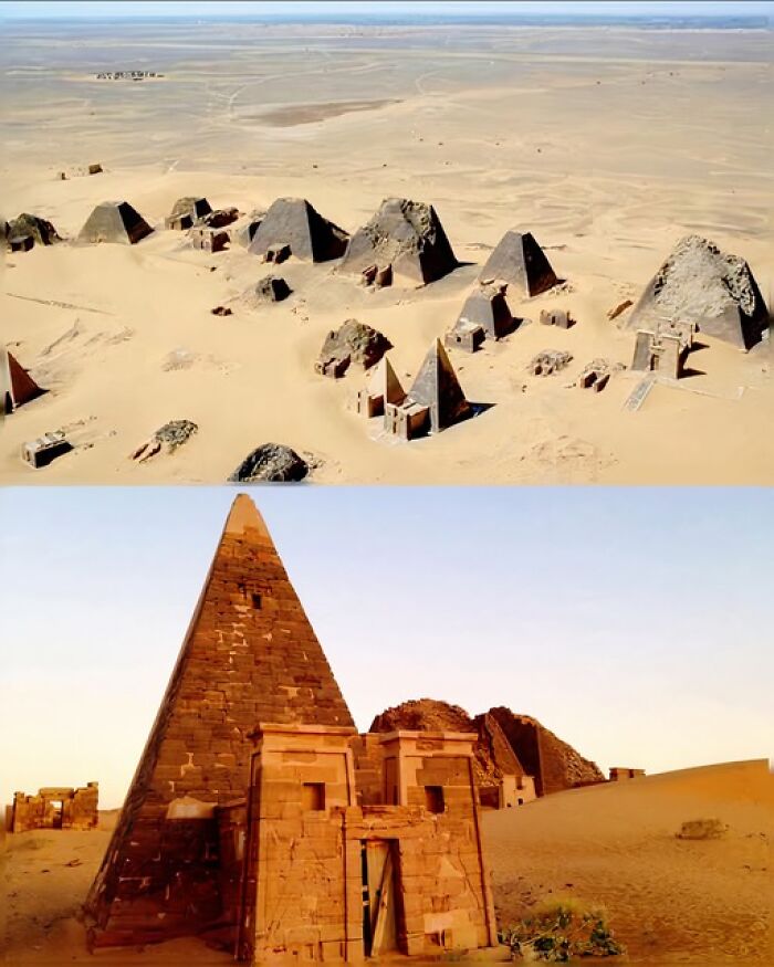Ancient pyramids in desert landscape, showcasing early civilizations and their architectural secrets.