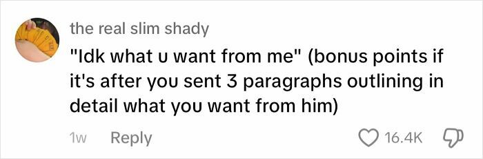 Screenshot of a comment on men apologizing, discussing vague responses and highlighting communication issues.