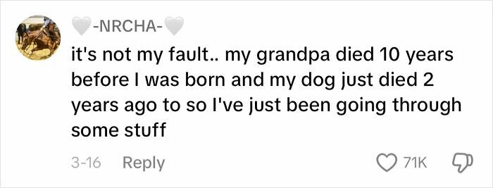 Comment with 71K likes showing an infuriating apology, blaming past events for current behavior.