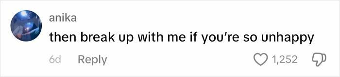A comment reads, "then break up with me if you’re so unhappy," highlighting frustrating apologies.