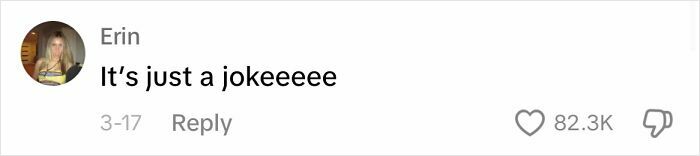 Comment screenshot with text: "It's just a jokeeeee," related to men apologizing.