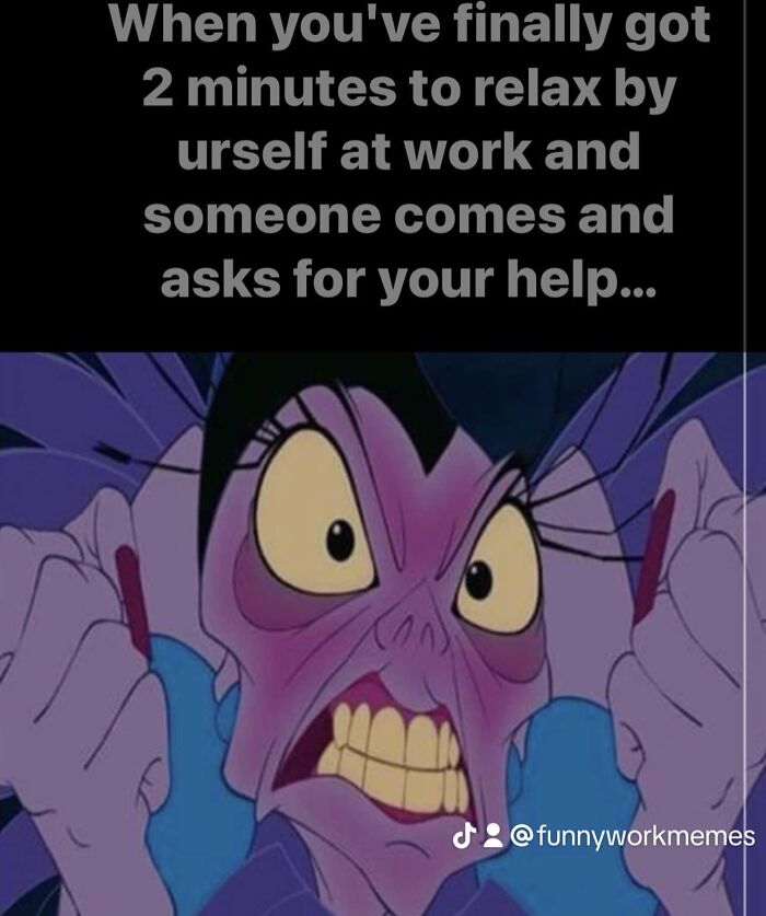 Close-up of a cartoon character looking frustrated, capturing the essence of funny work memes.