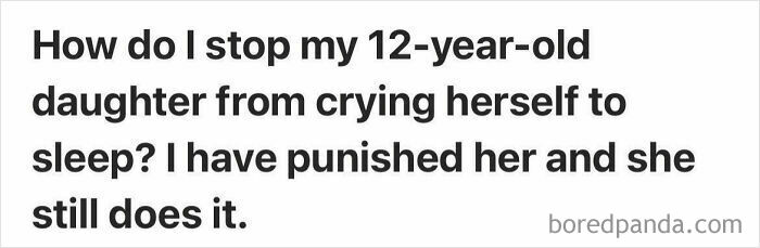 Text from a mom group post expressing confusion about a daughter's behavior.