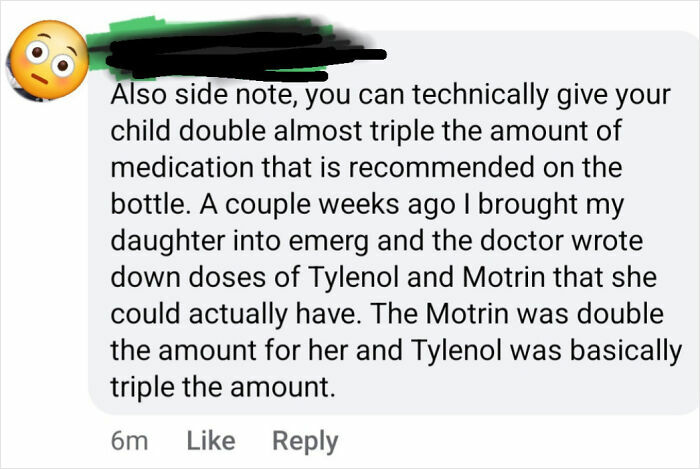 Confusing advice in mom groups on child medication dosing, leading to internet bewilderment.