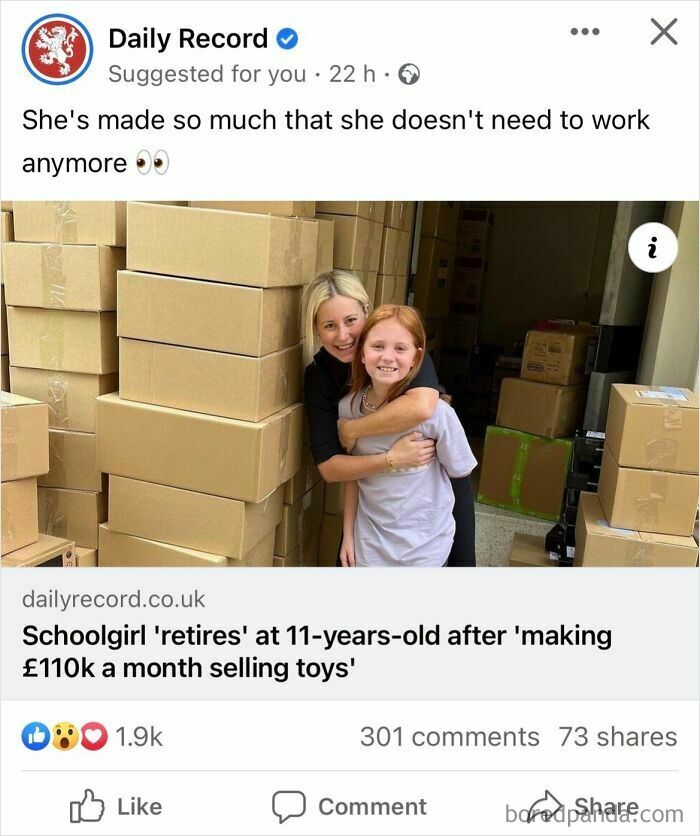 Young entrepreneur hugs woman in warehouse, retired at 11 earning £110k/month selling toys, surprising wealth journey.
