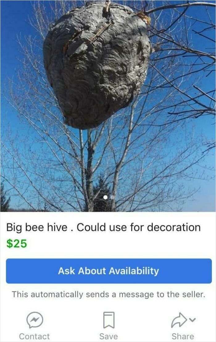 Beehive listed for decoration on Facebook Marketplace priced at $25.