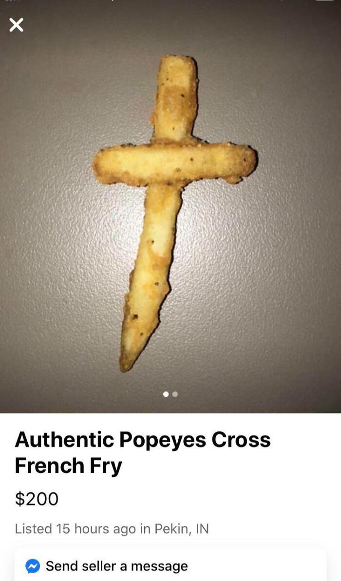 Unique cross-shaped fry for sale on Facebook Marketplace.