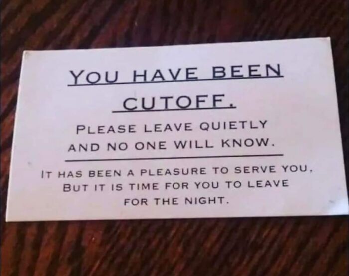 Card reads "You have been cutoff," indicating a quiet exit after a mistake.
