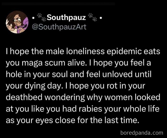 Tweet criticizing sexism, expressing anger and frustrations, typed in white text on a black background.