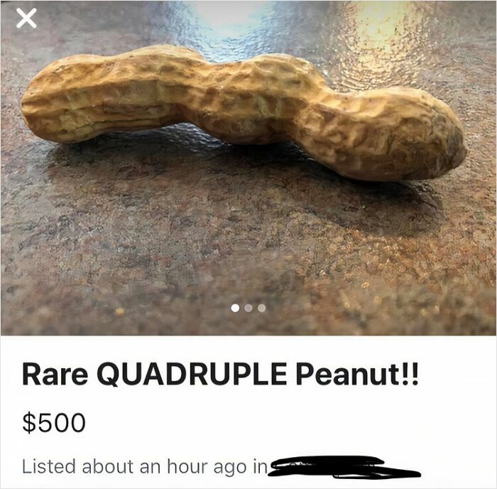 Rare quadruple peanut listed on Facebook Marketplace for $500.