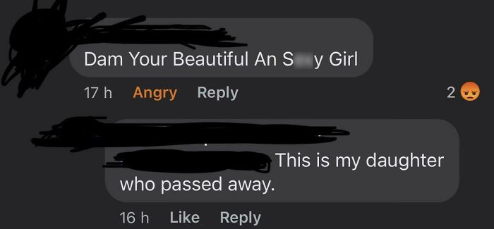 Comment screenshot showing embarrassing and cringe-worthy behavior on social media.