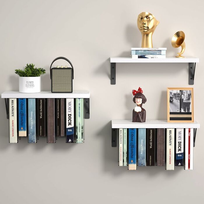 Quirky and unique wall shelf decor with books, plants, and eclectic ornaments adding fun functionality.