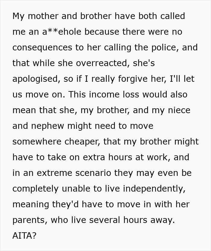 Text describing family drama following a police report for alleged child abandonment.