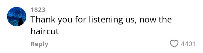 Comment reacting to Benny Blanco's transformation, suggesting a haircut next. Comment reacting to Benny Blanco's transformation, suggesting a haircut next.