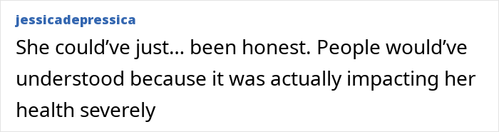 Comment discussing honesty and health impact in weight-loss surgery controversy.