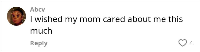 Comment saying, "I wished my mom cared about me this much," related to mom following daughter on 5k runs.