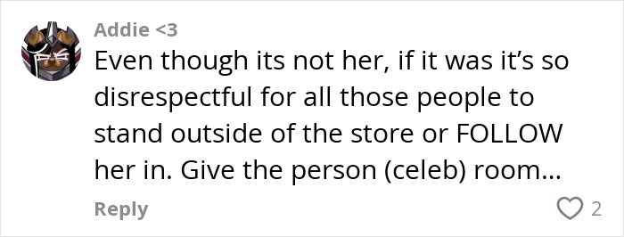 Comment on Billie Eilish look-alike causing mall chaos, discussing public respect for celebrities.