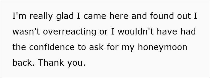 Bride finds confidence to address honeymoon issues after in-laws plan vacation at same spot, text message screenshot shared.