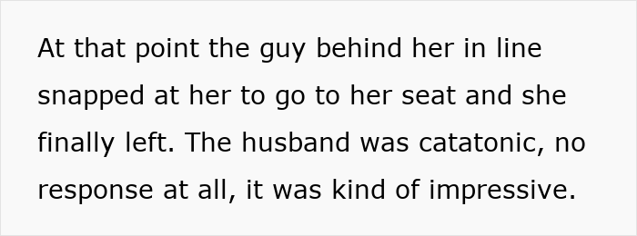 Text indicating a tense airplane situation involving a pregnant woman and seating issues. Text indicating a tense airplane situation involving a pregnant woman and seating issues.