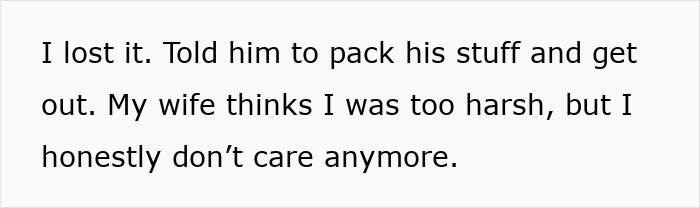 Text of a person describing their decision to ask a mooching brother-in-law to leave after a year.